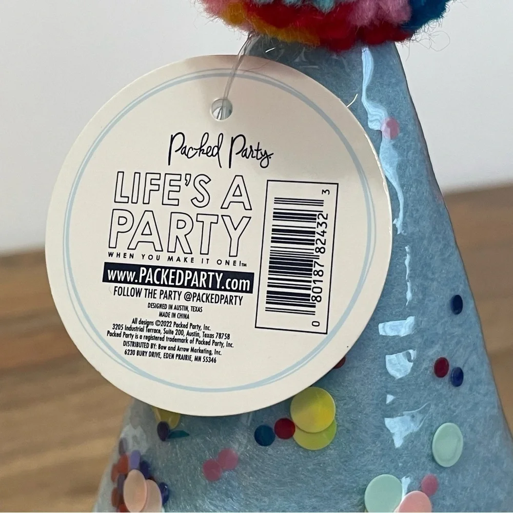 Packed‎ Party Pup Adjustable Strap Party Hat Multi Color Confetti Rainbow NWT